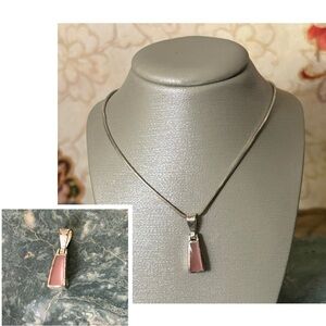 Pink Rose Quartz Sterling Silver Pendant Necklace